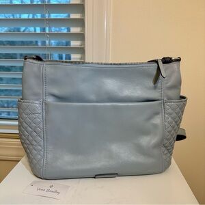 Vera Bradley Light Blue carryall leather crossbody Bag